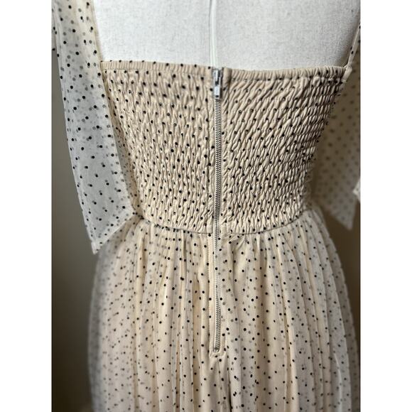 Mable Nadia Nude Tulle Bustier Dot Maxi Smocked Dress Medium Fairy Coquette - Picture 5 of 8